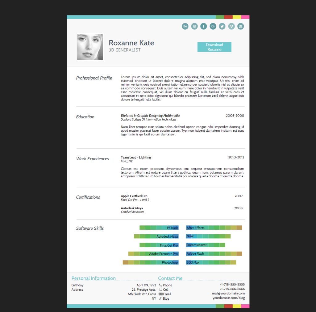 Hermes - Adobe Muse CV/Resume Template Free Download