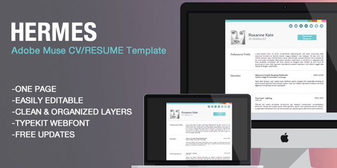 Hermes – Adobe Muse Resume/CV Template [Free Download]